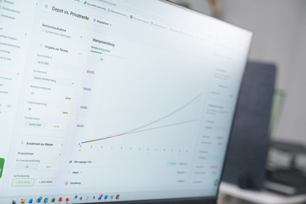 Depot vs. Privatrente – Vergleich im Finanzhaus-Südbaden Dashboard