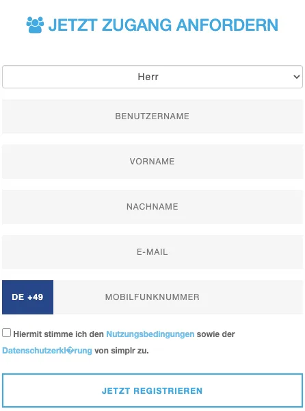 simplr Registrierung