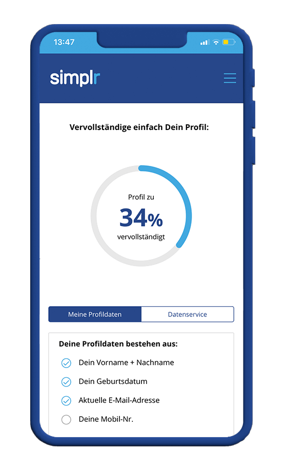 Simplr App auf dem Handy